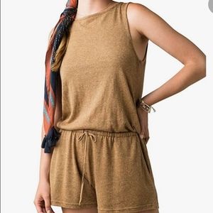 Prana Medium Sylvie Romper Butterscotch mini stripe